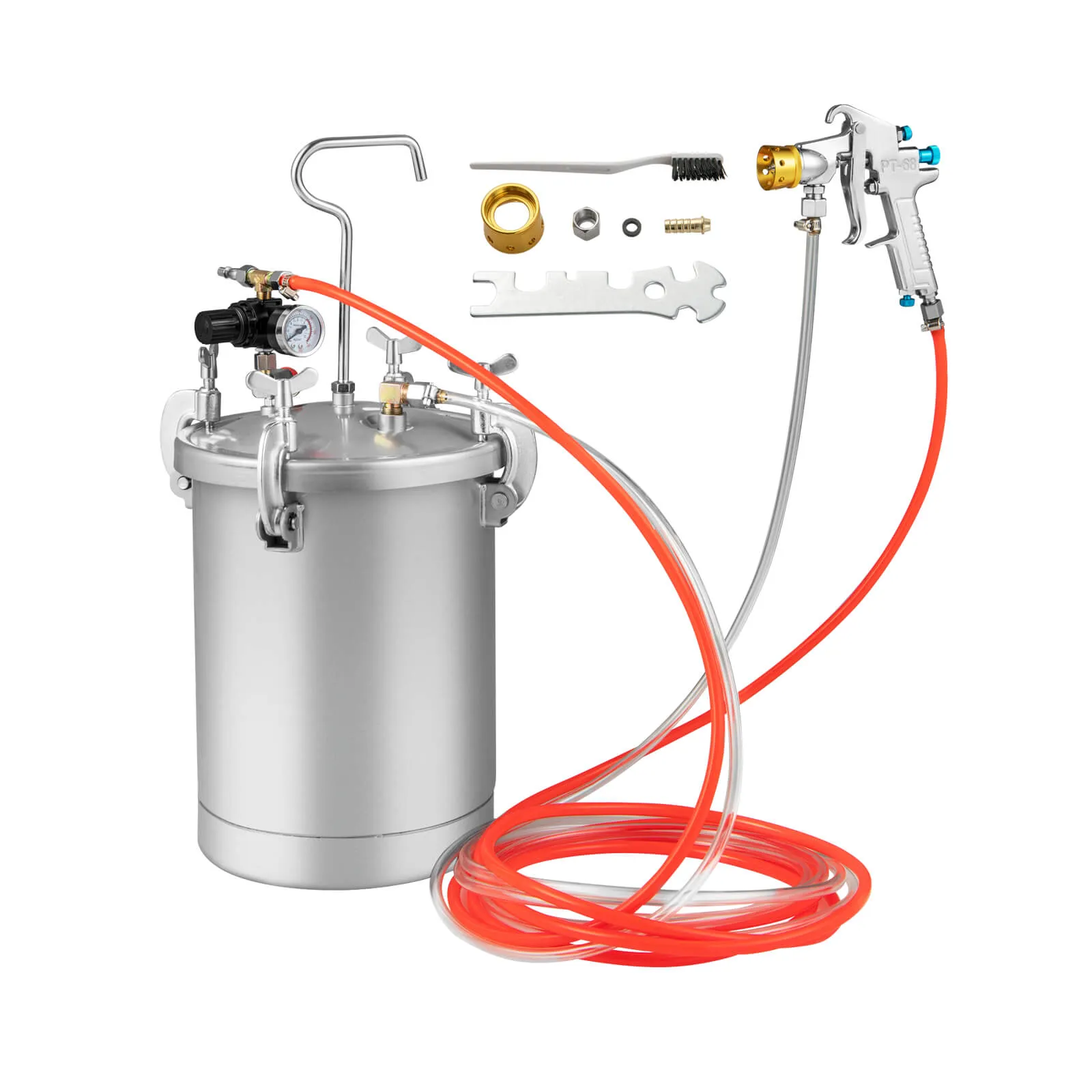 15L Pressure Paint Tank with Spray Gun and Adjusting Spray Range