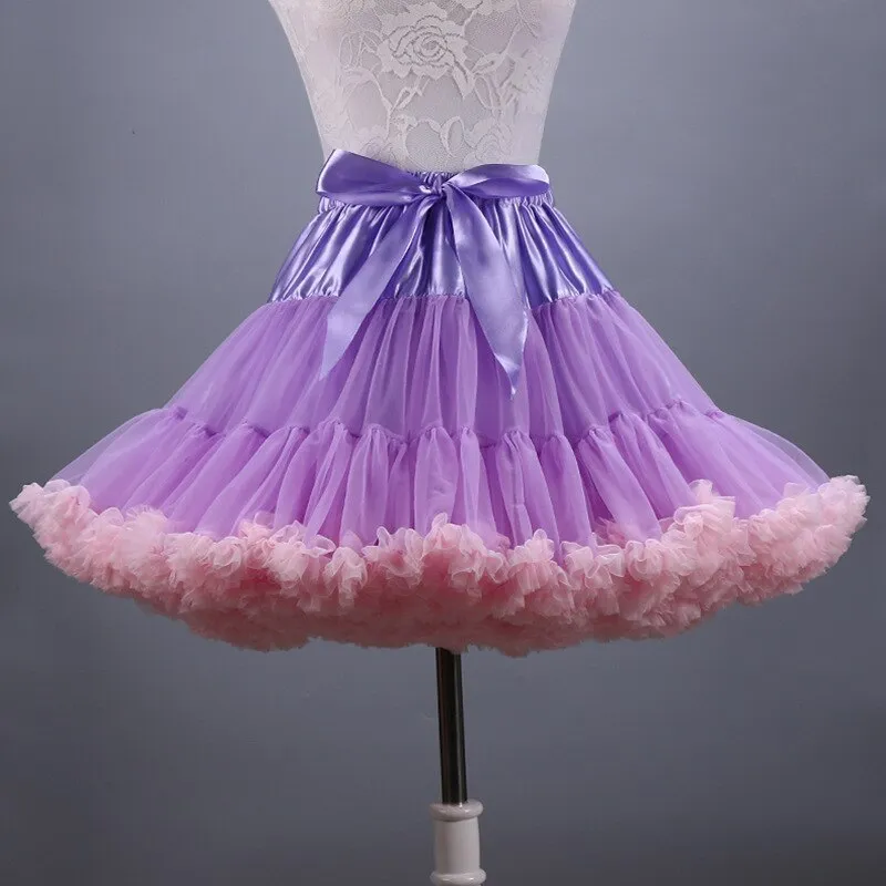 2019 New Adult Short Tulle Pettiskirt Colorful Tutu Skirt Crinoline for Women