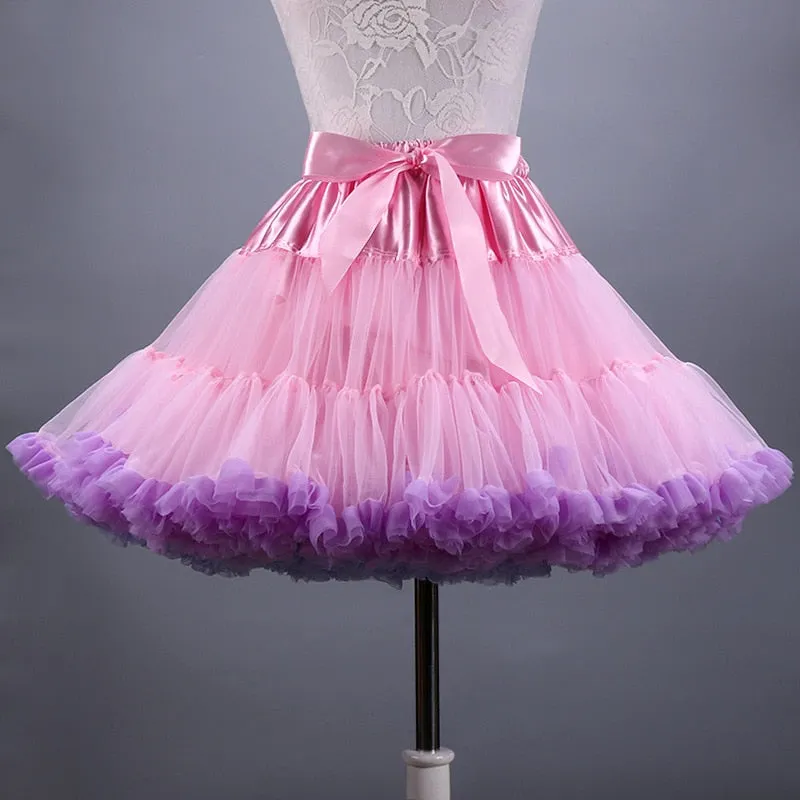 2019 New Adult Short Tulle Pettiskirt Colorful Tutu Skirt Crinoline for Women