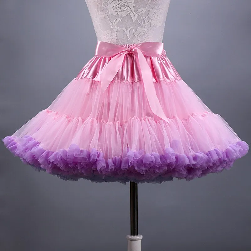 2019 New Adult Short Tulle Pettiskirt Colorful Tutu Skirt Crinoline for Women