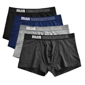 4 pack Men's Boxer Underwear Cotton Boxershort Breathable Solid Flexible Shorts Boxers Underpants Mens Undies