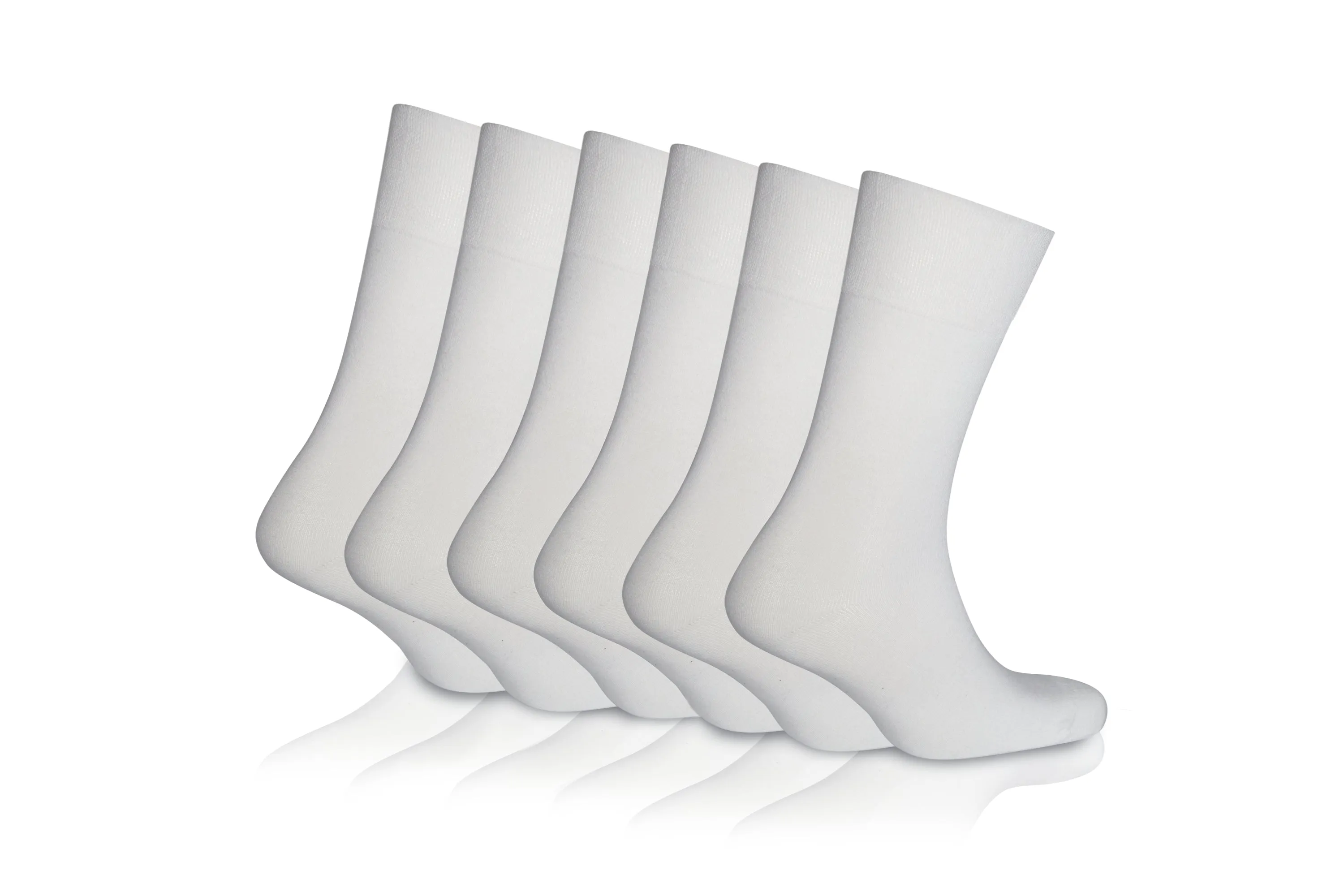 6 Pairs  - White - Mens Diabetic Soft Grip Non Elastic Loose Weave Top Diabetic Socks Size 6-11