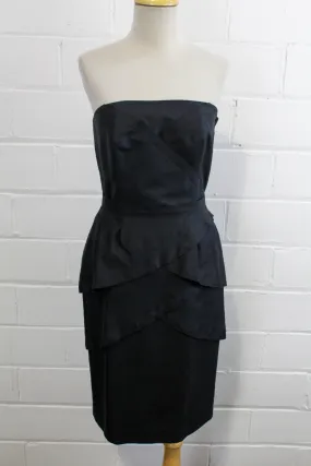 80s Guy Laroche Black Silk Skirt Set, Bust 36