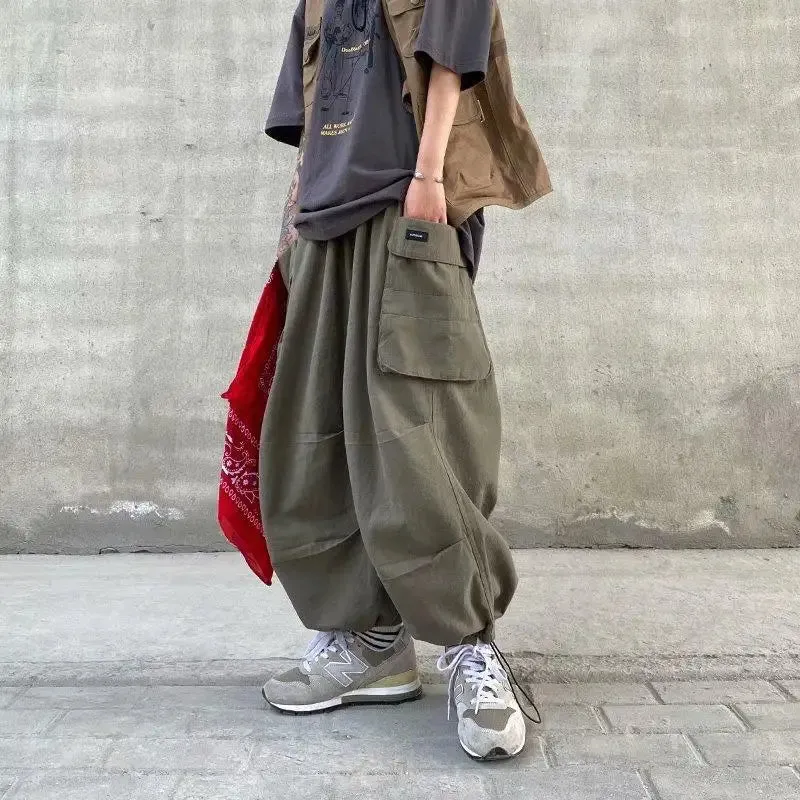 Aidase Harajuku Y2k Baggy Cargo Pants Joggers Streetwear Ankle-Length Casual Harem Long Trousers Men Wide Leg Oversize 2024 New