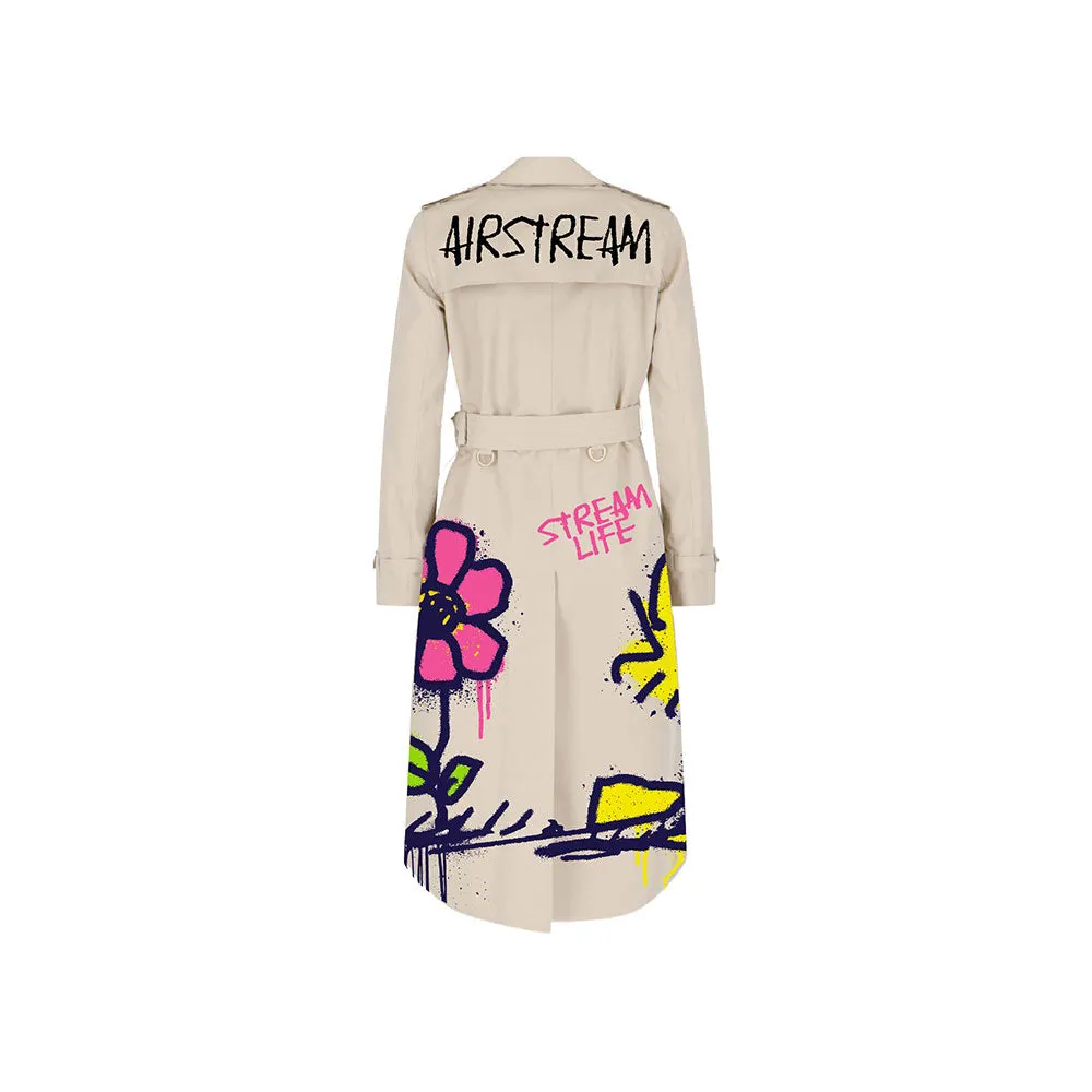 Airstream x Snoopy Khaki Hand Painted Trench Coat