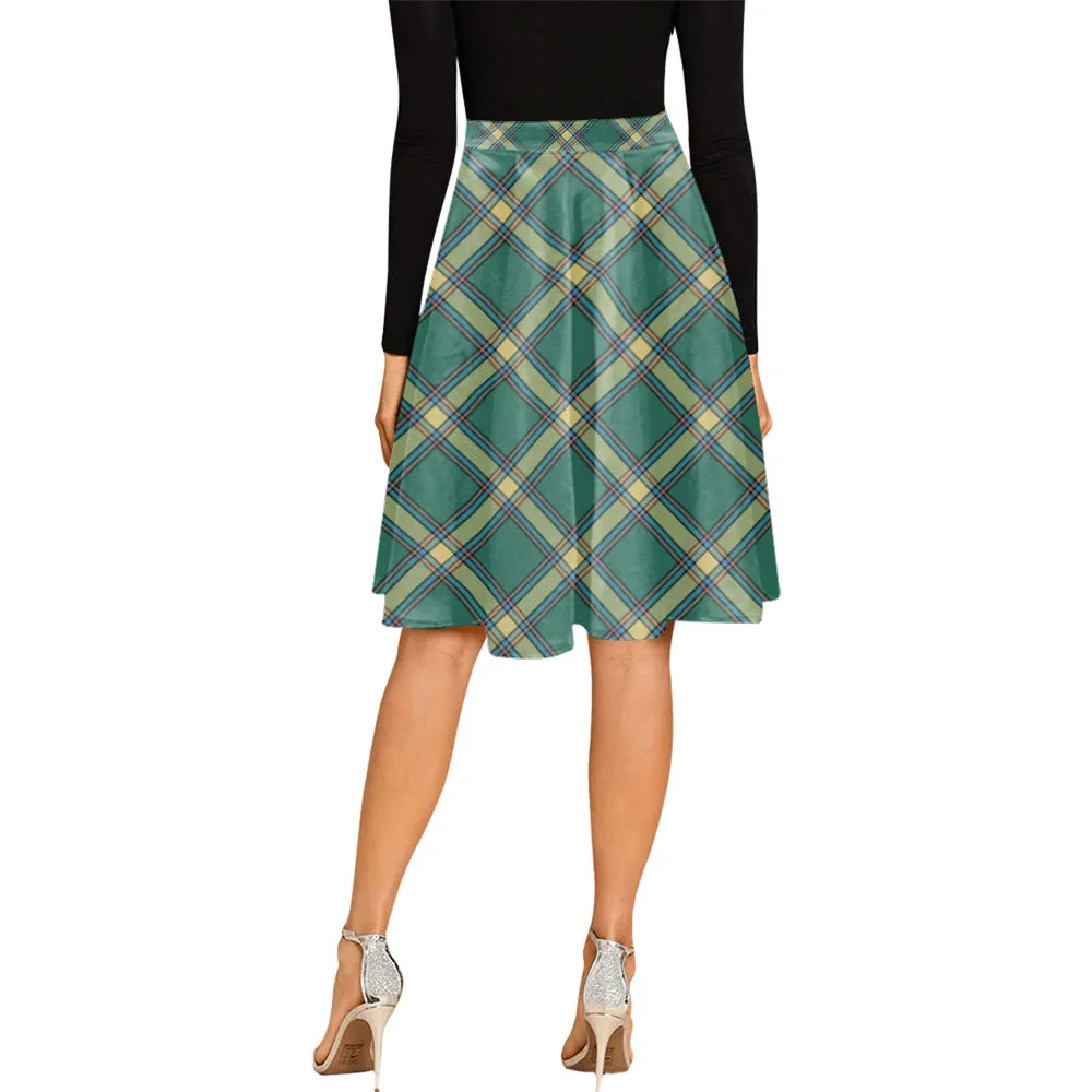 Alberta Province Canada Tartan Melete Pleated Midi Skirt