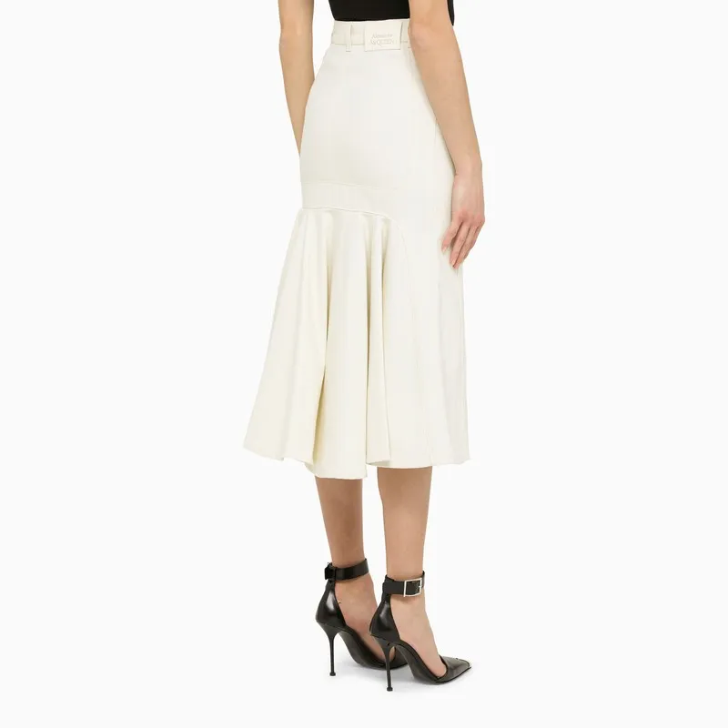 ALEXANDER MCQUEEN Ivory Denim Pencil Skirt for Women - SS23 Collection