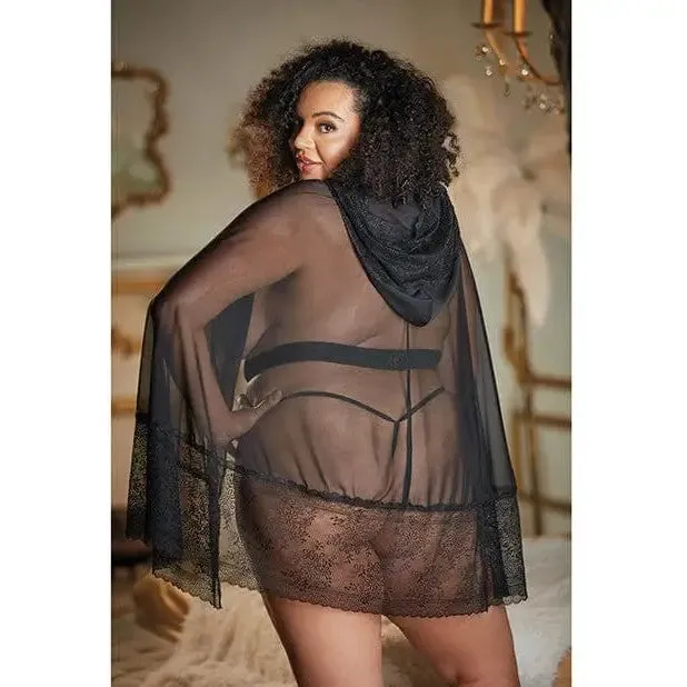 Allure Lace & Mesh Cape with Attached Waist Belt