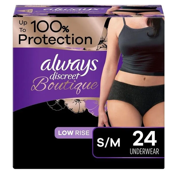 Always Discreet Boutique, Incontinence Underwear Black Medium x9 x3 Packs