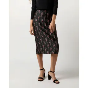 Ann Mashburn Aurora Skirt Black Magenta Hummingbird Matelassé