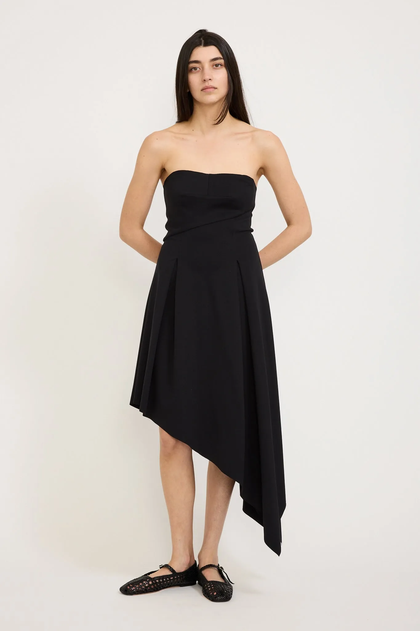 Asymmetric Strapless Dress Black