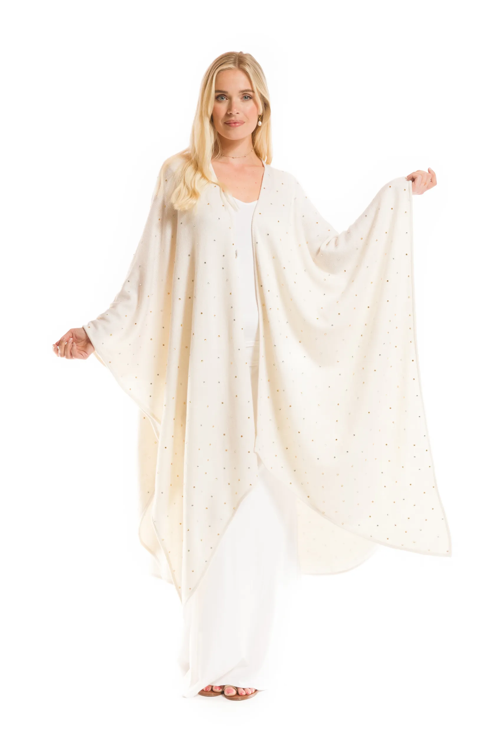 AVALON JEWELLED CASHMERE CAPE WINTER WHITE