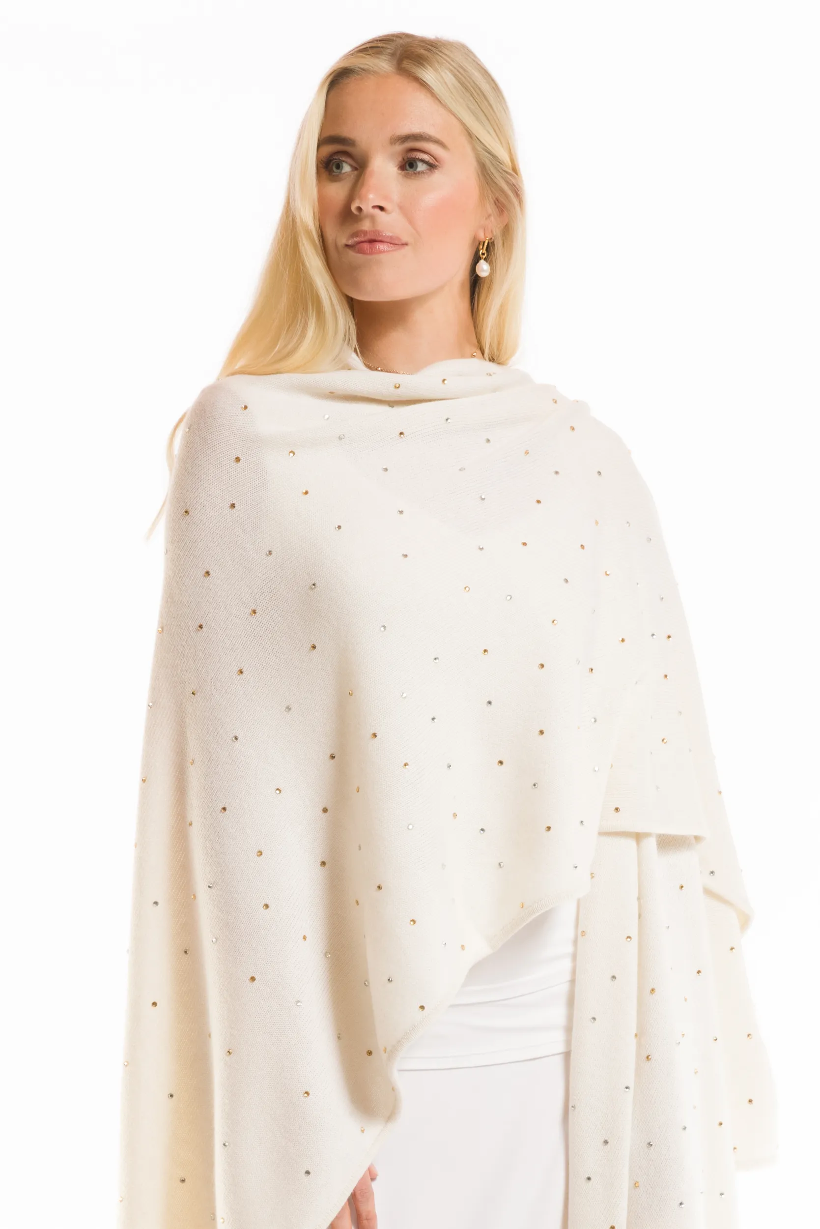 AVALON JEWELLED CASHMERE CAPE WINTER WHITE