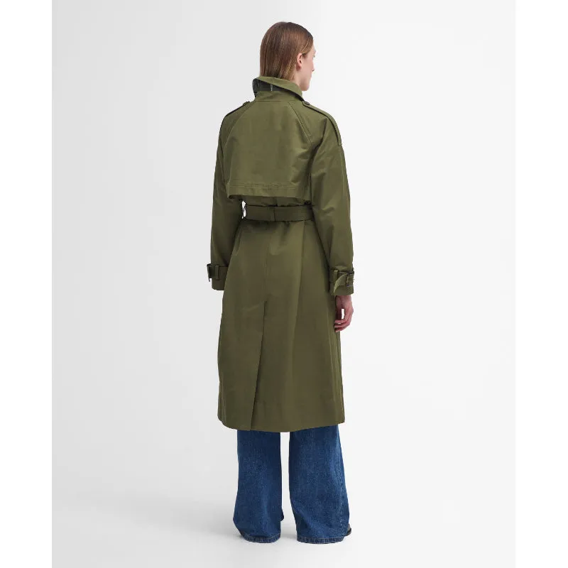 Barbour Marie Ladies Showerproof Trench - Dark Moss/Ancient Loden Tartan