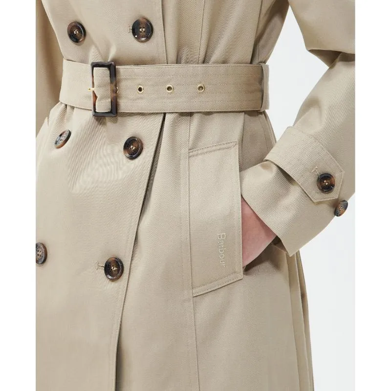 Barbour Short Greta Ladies Showerproof Trench - Light Fawn/Ancient Poplar