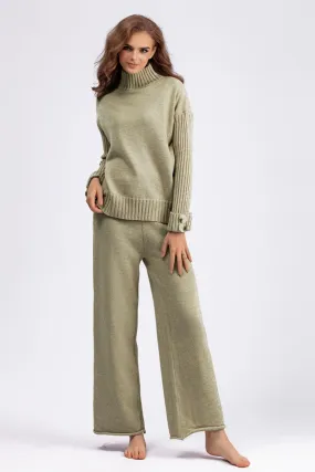 Basic Bae Turtleneck Sweater Set Long Sleeve Knit Top and Pants