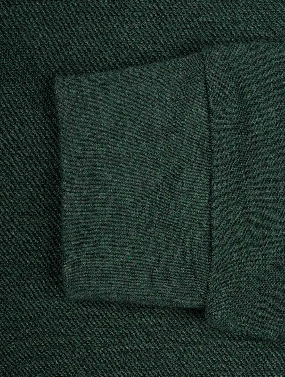 Basic Mesh Long Sleeve Polo-Dark Green