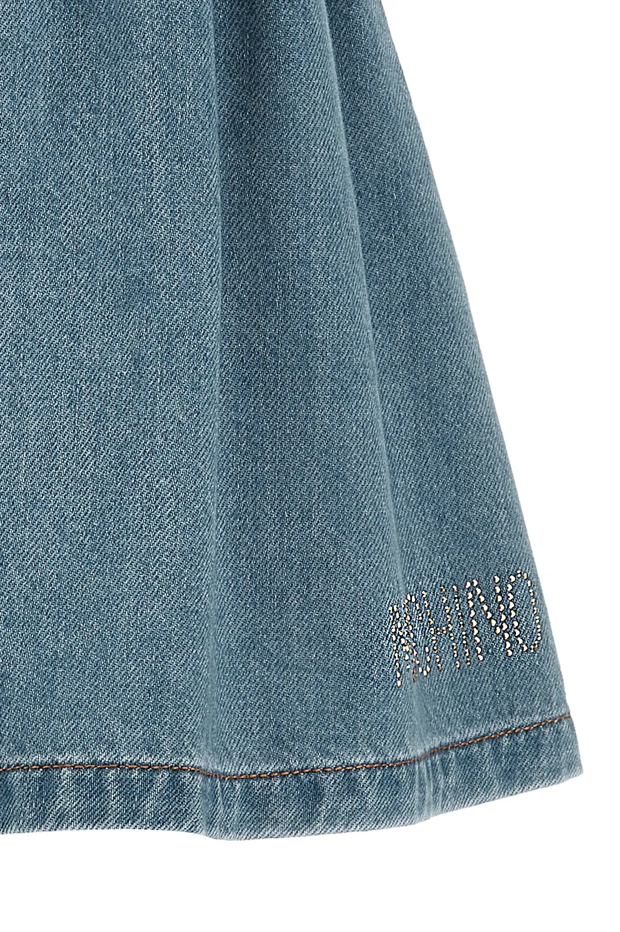 Blue Faded Denim Rhinestones Skirts