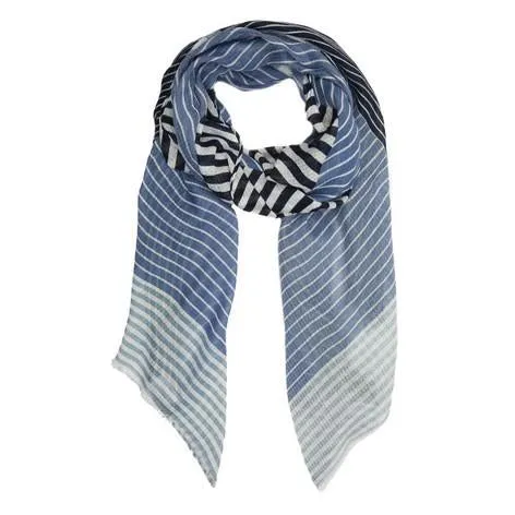 Blue Striped Colourblock Scarf