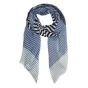 Blue Striped Colourblock Scarf