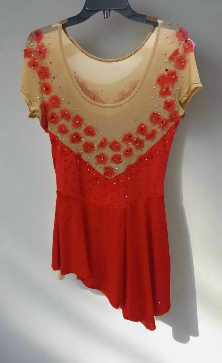 Boutique Step Up Skating dress(RED DRESS WITH RHINESTONE)