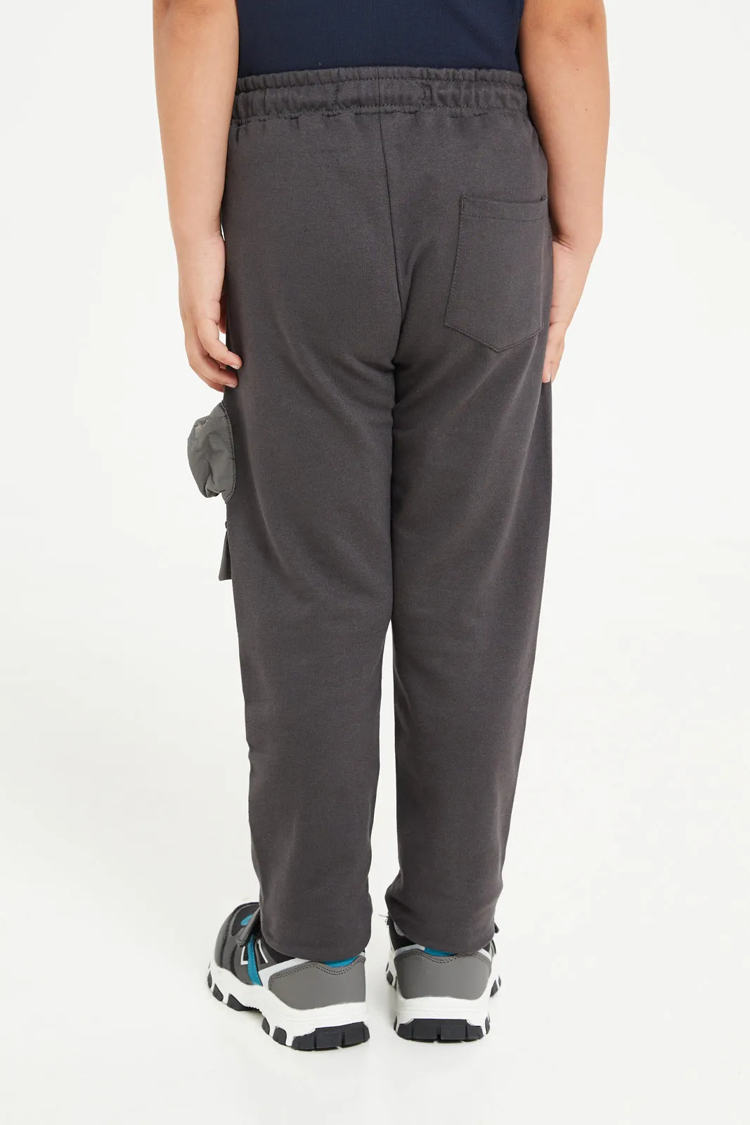 Boys Charcoal Cargo Pocket Jogger Pants