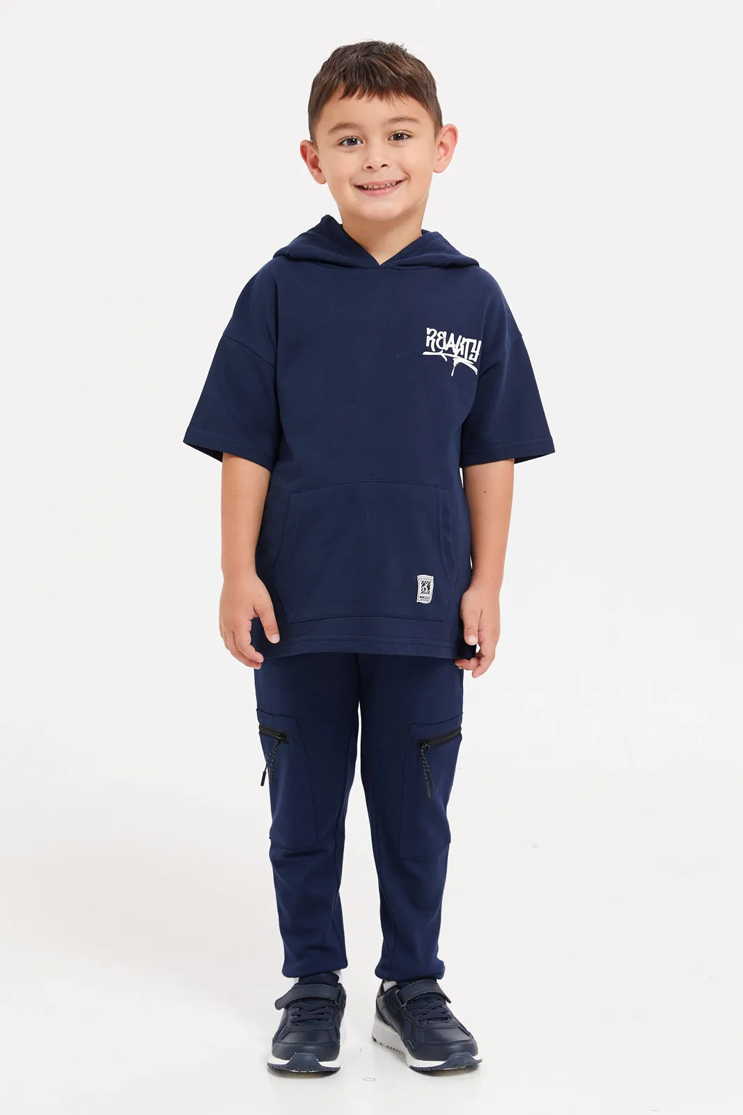 Boys Navy Cargo Pocket Jogger Pants