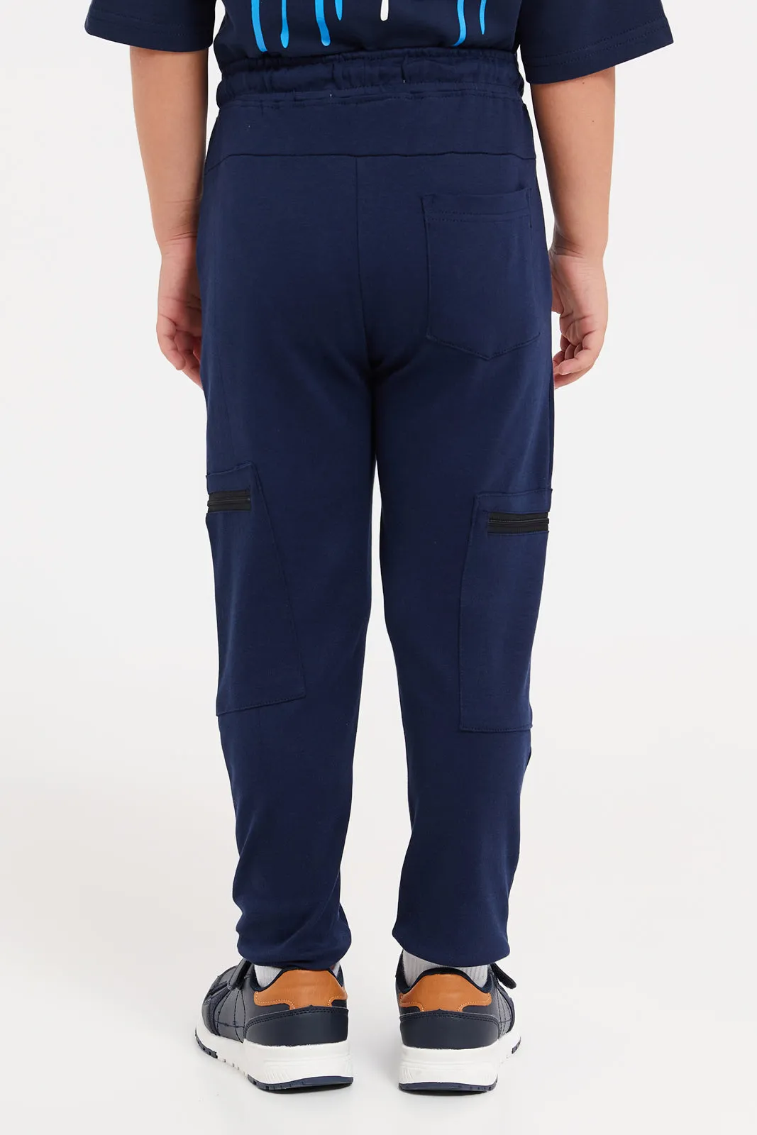 Boys Navy Cargo Pocket Jogger Pants