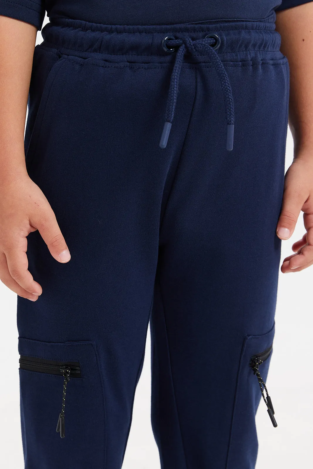 Boys Navy Cargo Pocket Jogger Pants