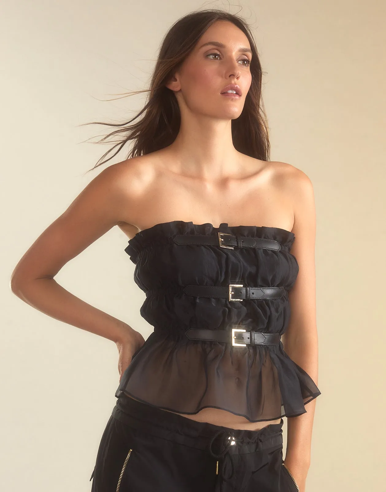 Buckle Up Silk Organza Top