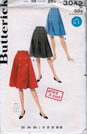 Butterick 3043 Ladies Wrap Skirt Vintage 1960's Sewing Pattern