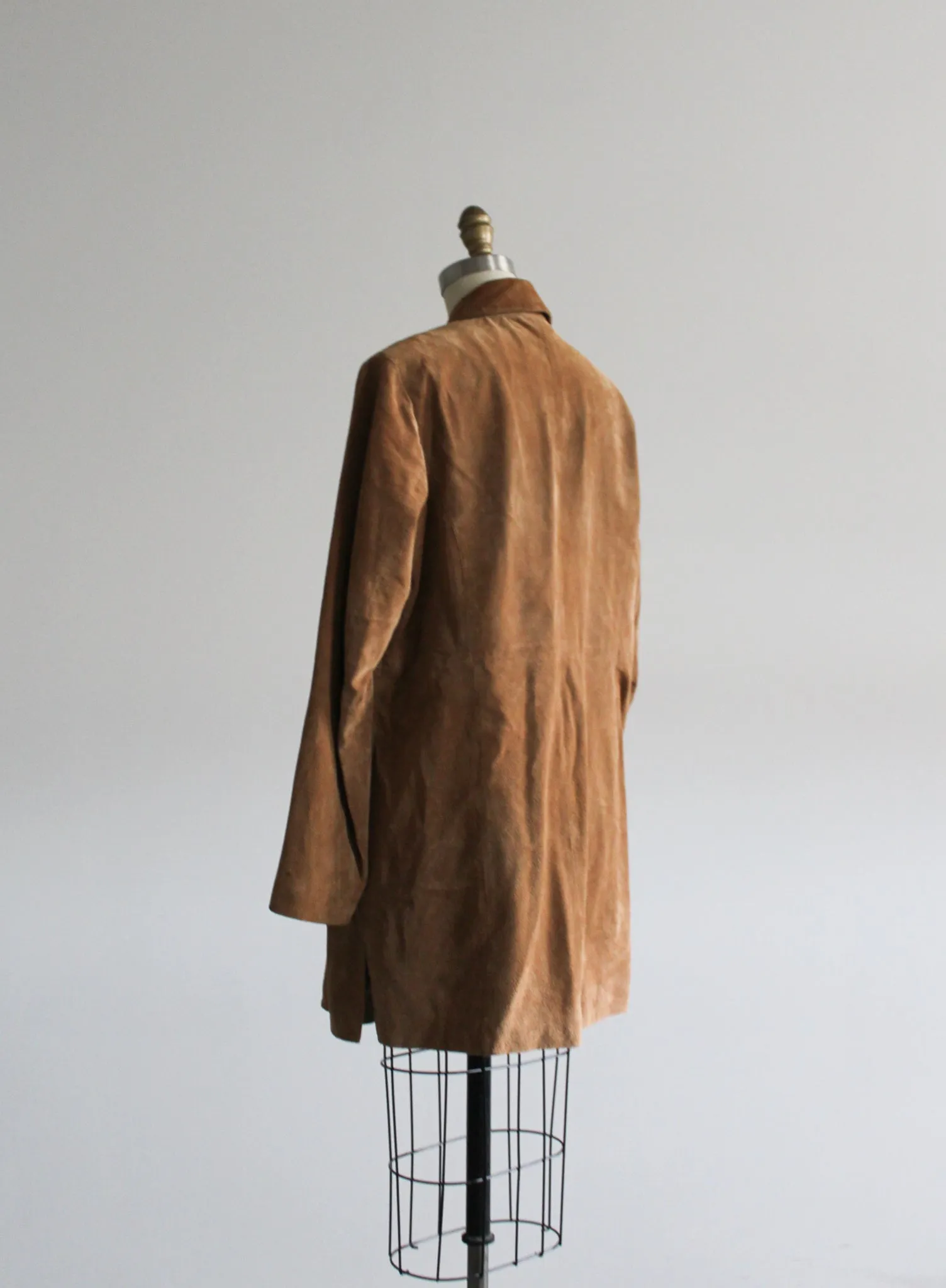 camel suede trench