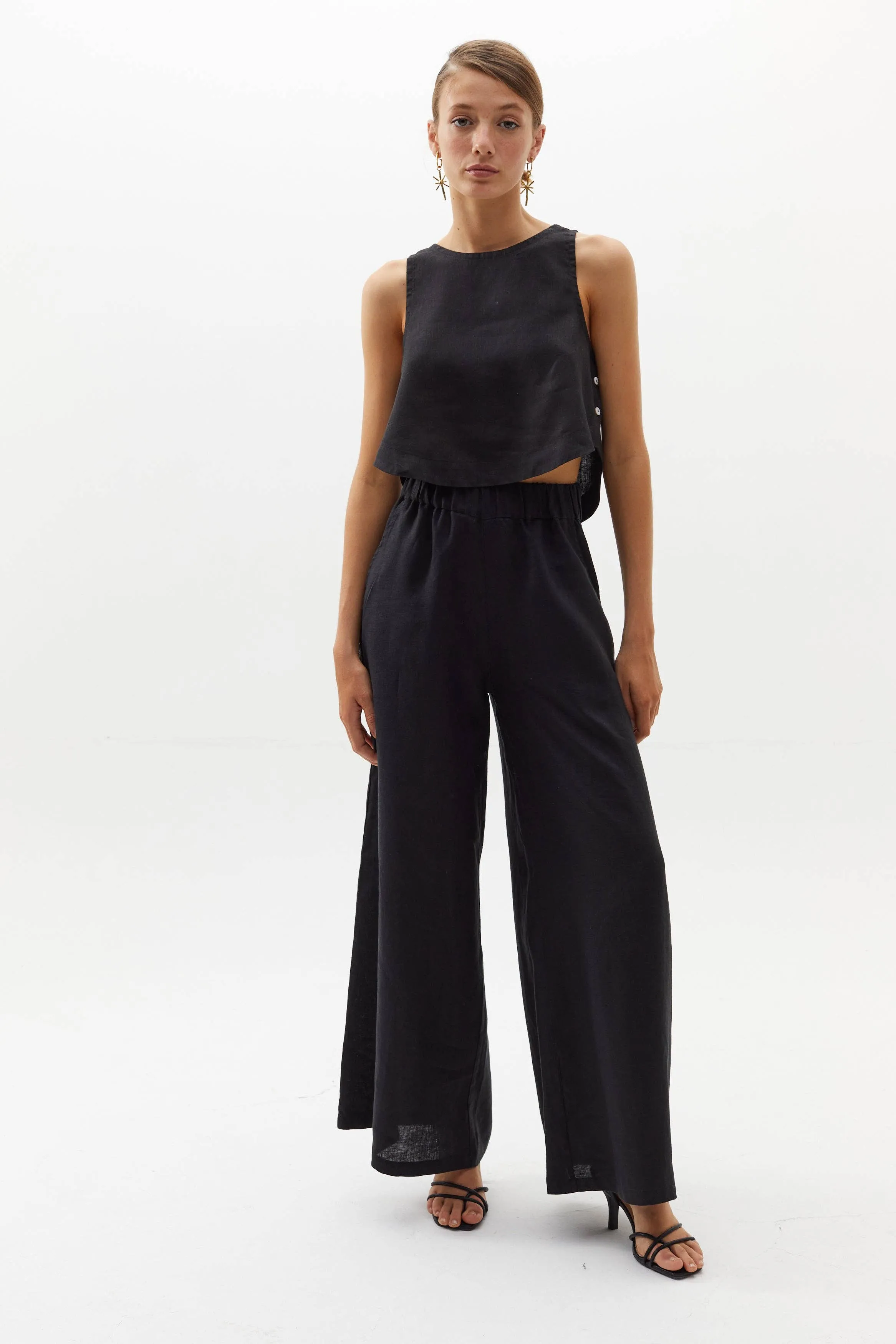 Cape Linen Pants - Black