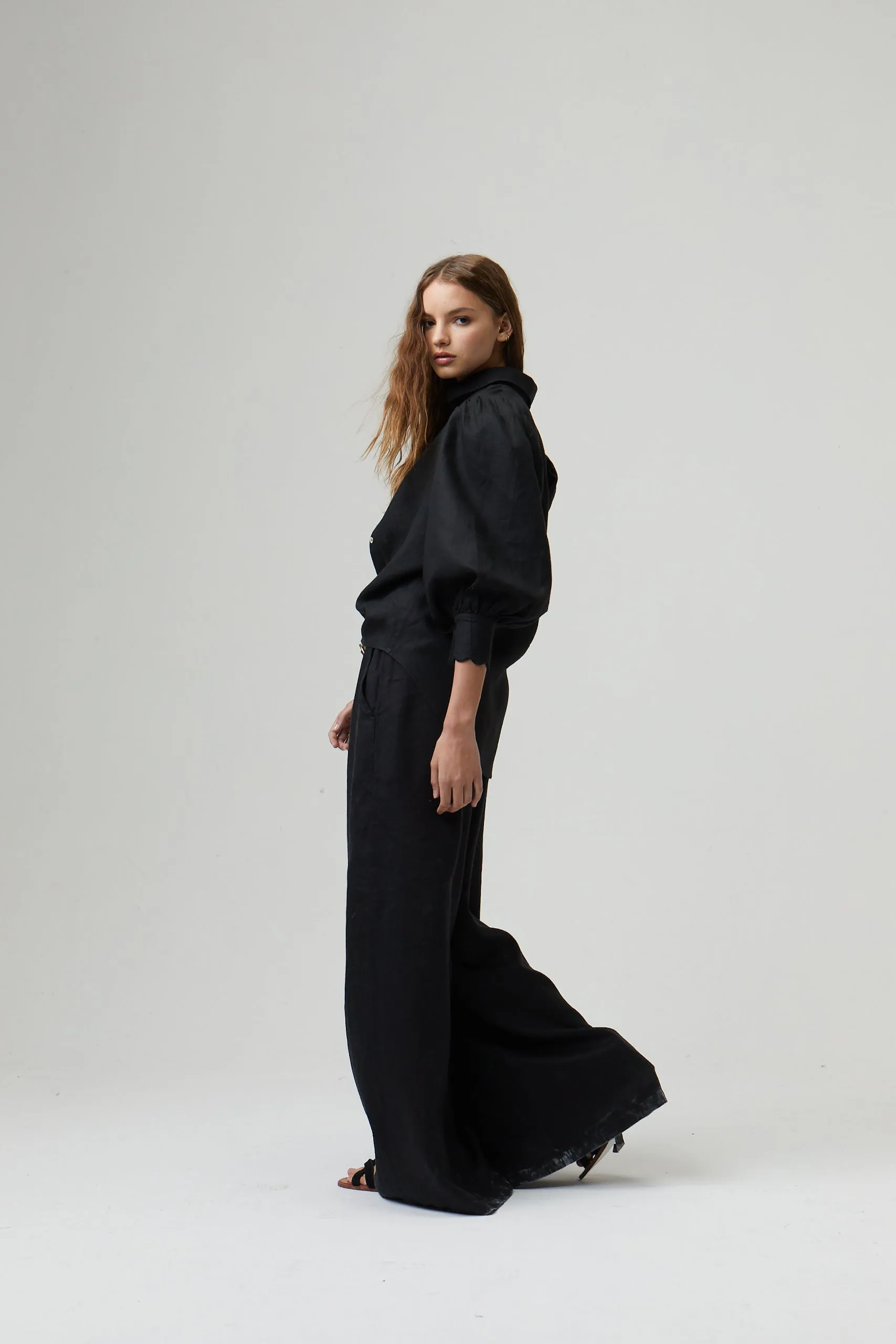 Cape Linen Pants - Black