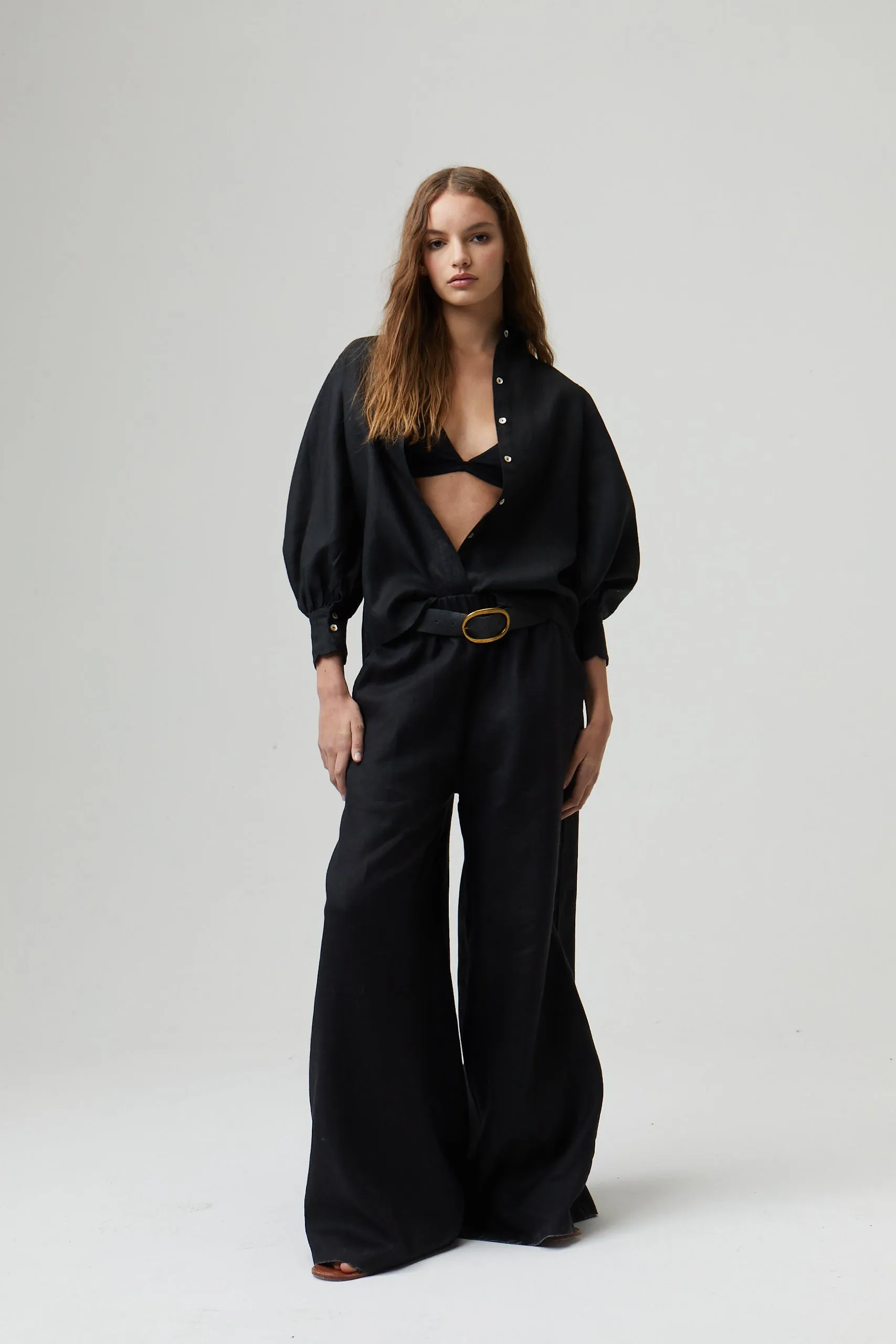 Cape Linen Pants - Black