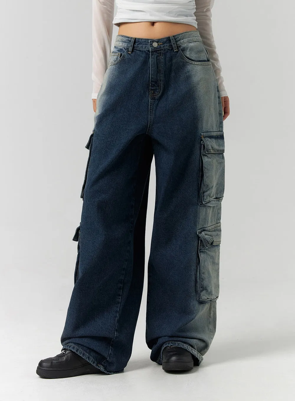 Cargo Gradation Wide Leg Jeans CS320