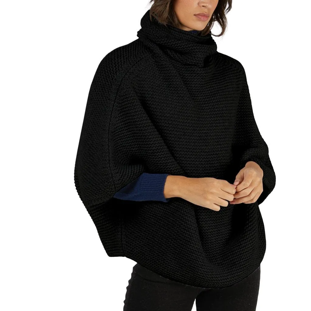 Carla Poncho Black Cashmere