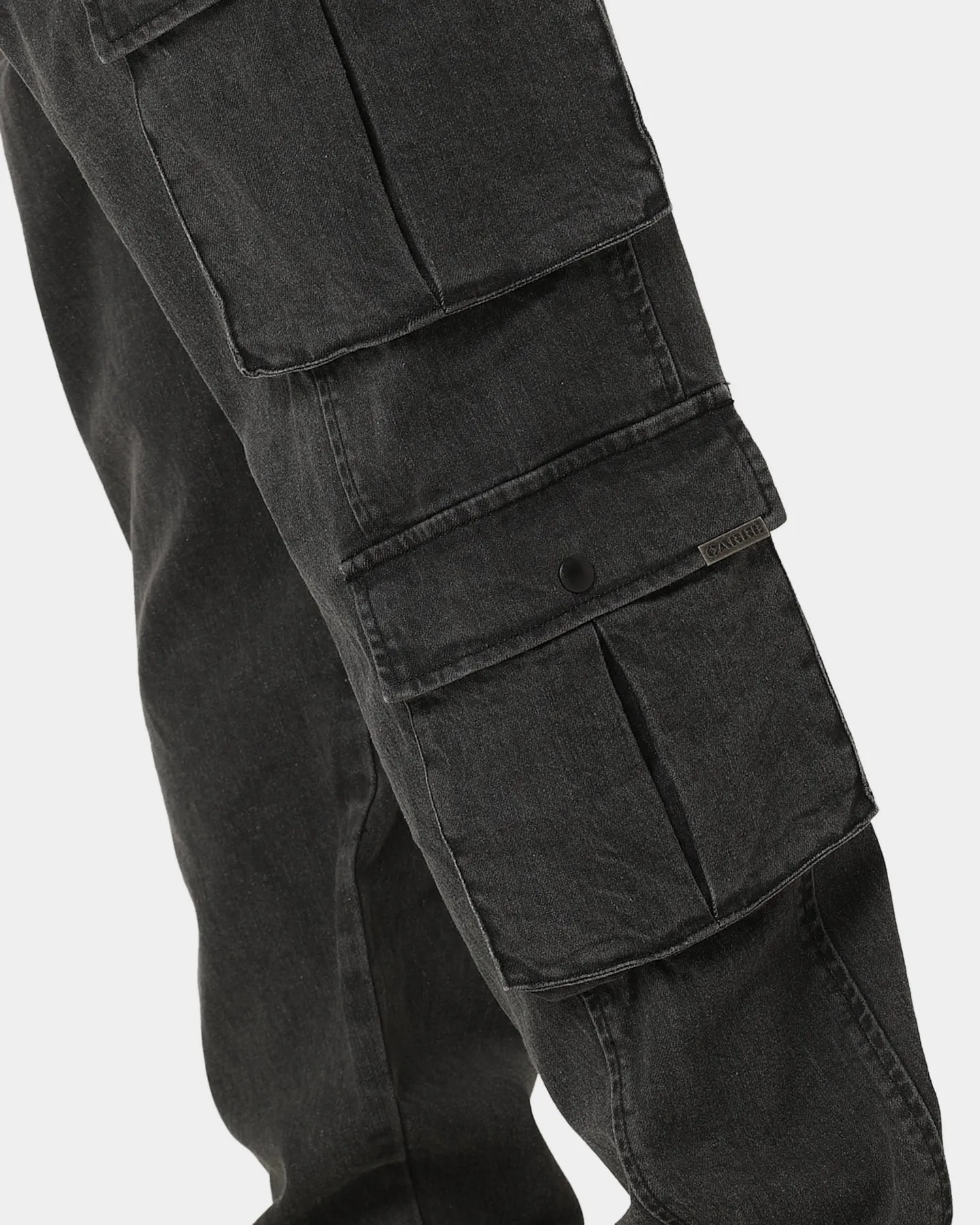 Carre Double Denim Cargo Pants Washed Black