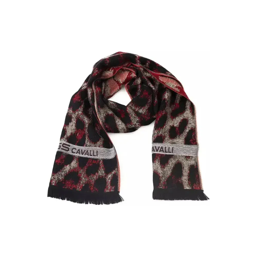 Cavalli Class Burgundy Wool Men Scarf