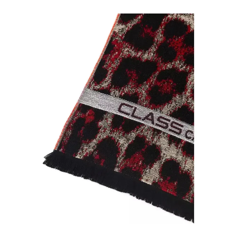 Cavalli Class Burgundy Wool Men Scarf