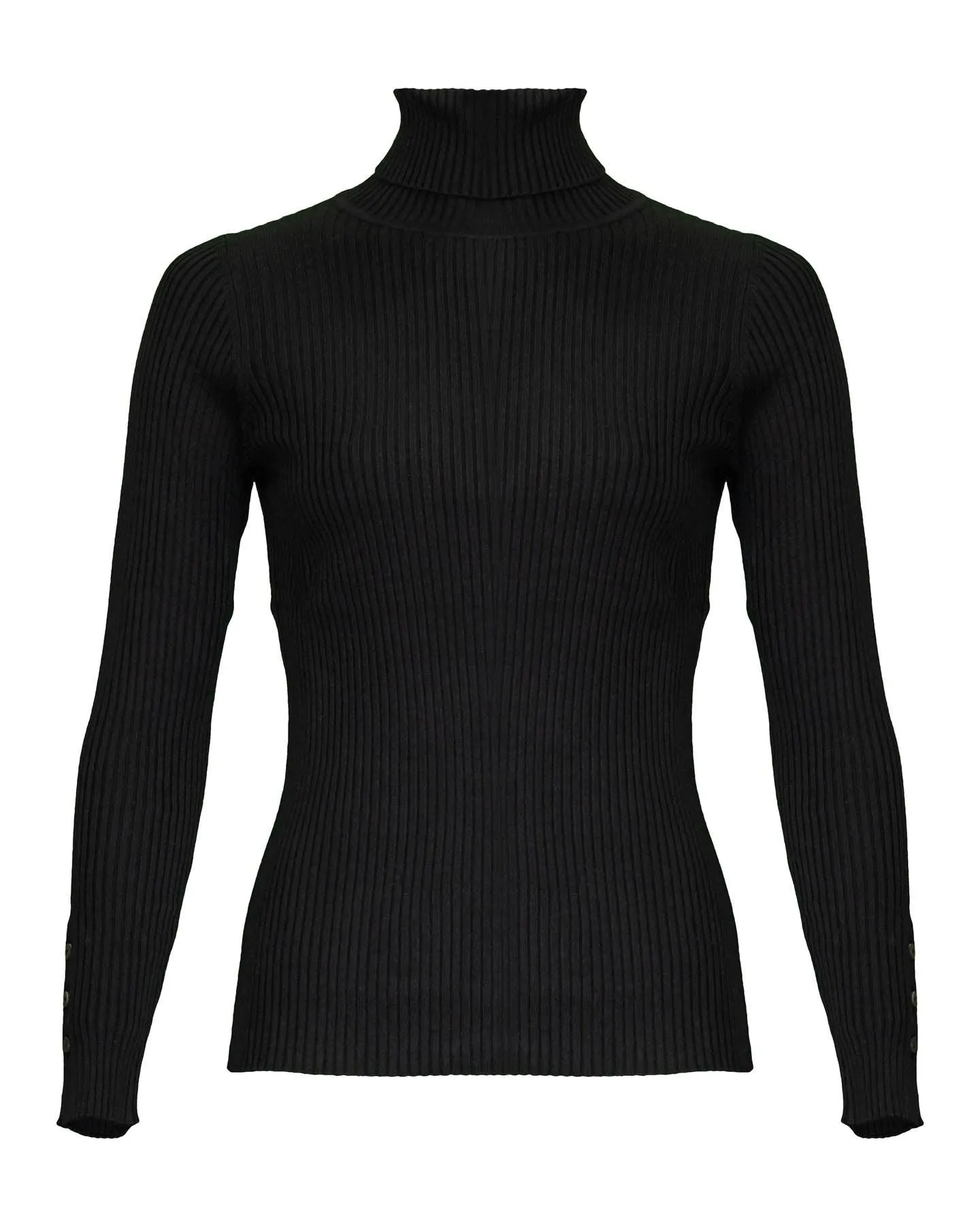 Cotton Blend Fitted Turtleneck