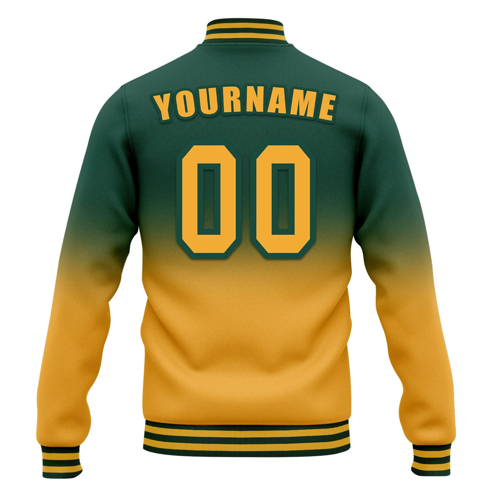 Custom Green Yellow Fade Fashion Jacket Bomber Full-Snap Varsity Letterman Personalized Jacket FZ005-D020229-5