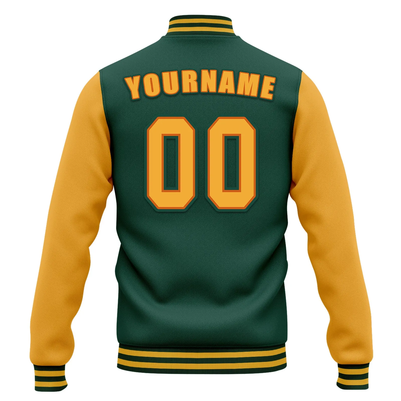 Custom Green Yellow Waterproof Jacket Bomber Full-Snap Varsity Letterman Personalized Jacket FZ007CD-D020316-9