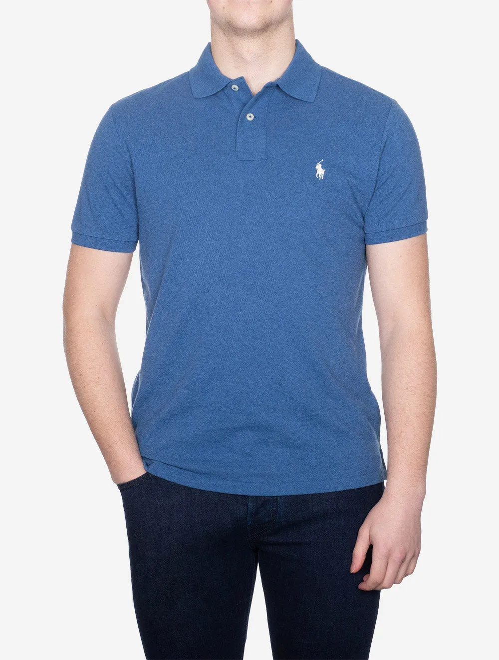 Custom Slim Fit Mesh Polo Shirt Blue