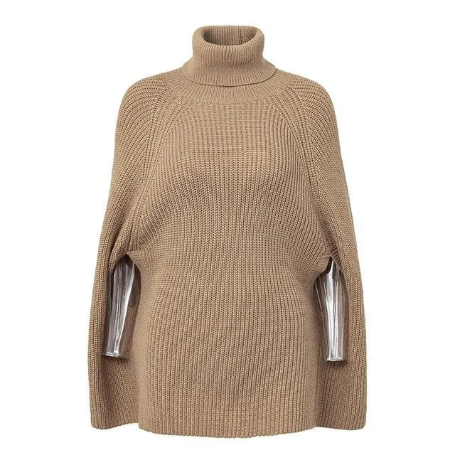 Cynthia turtleneck oversize knitted poncho jumper