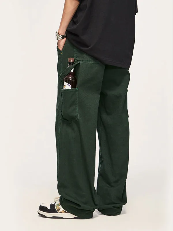 Dark Green Straight Leg Cargo Pants