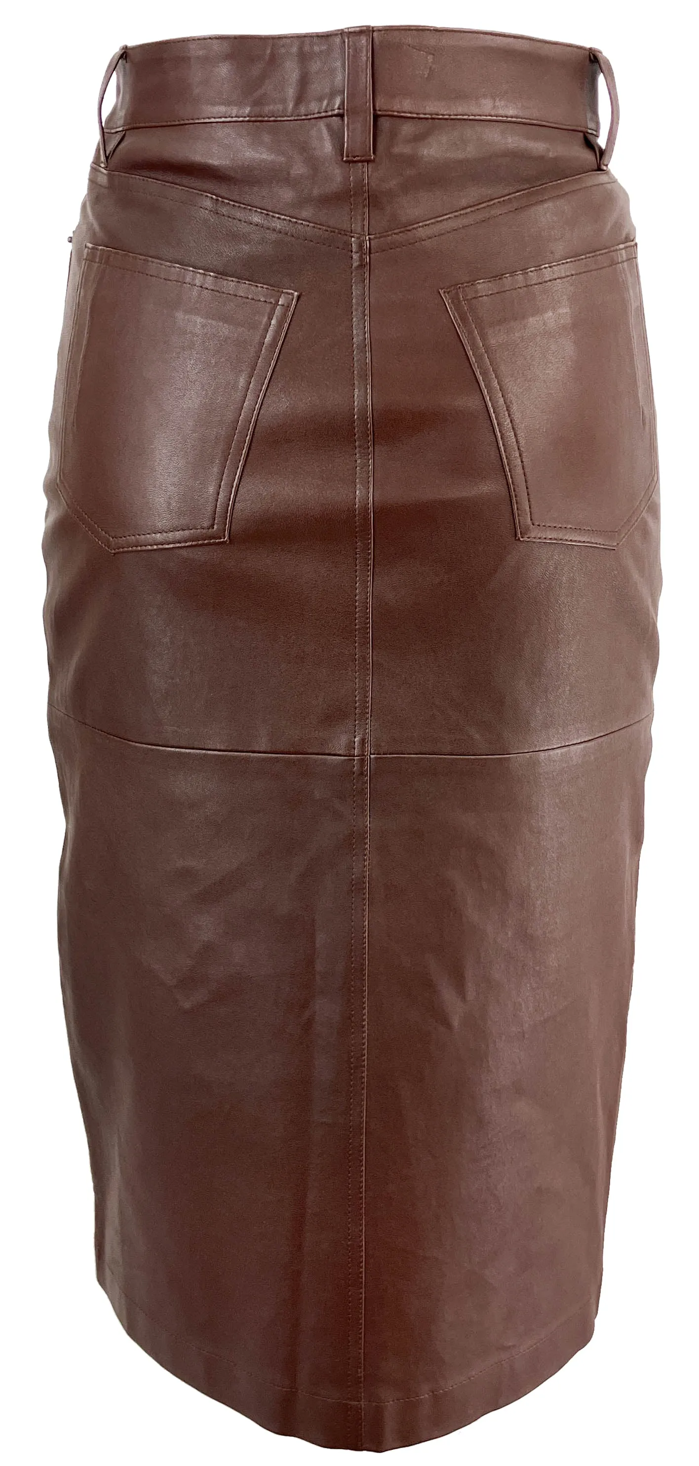 Derek Lam 10 Crosby Mia Leather Midi Skirt in Chocolate