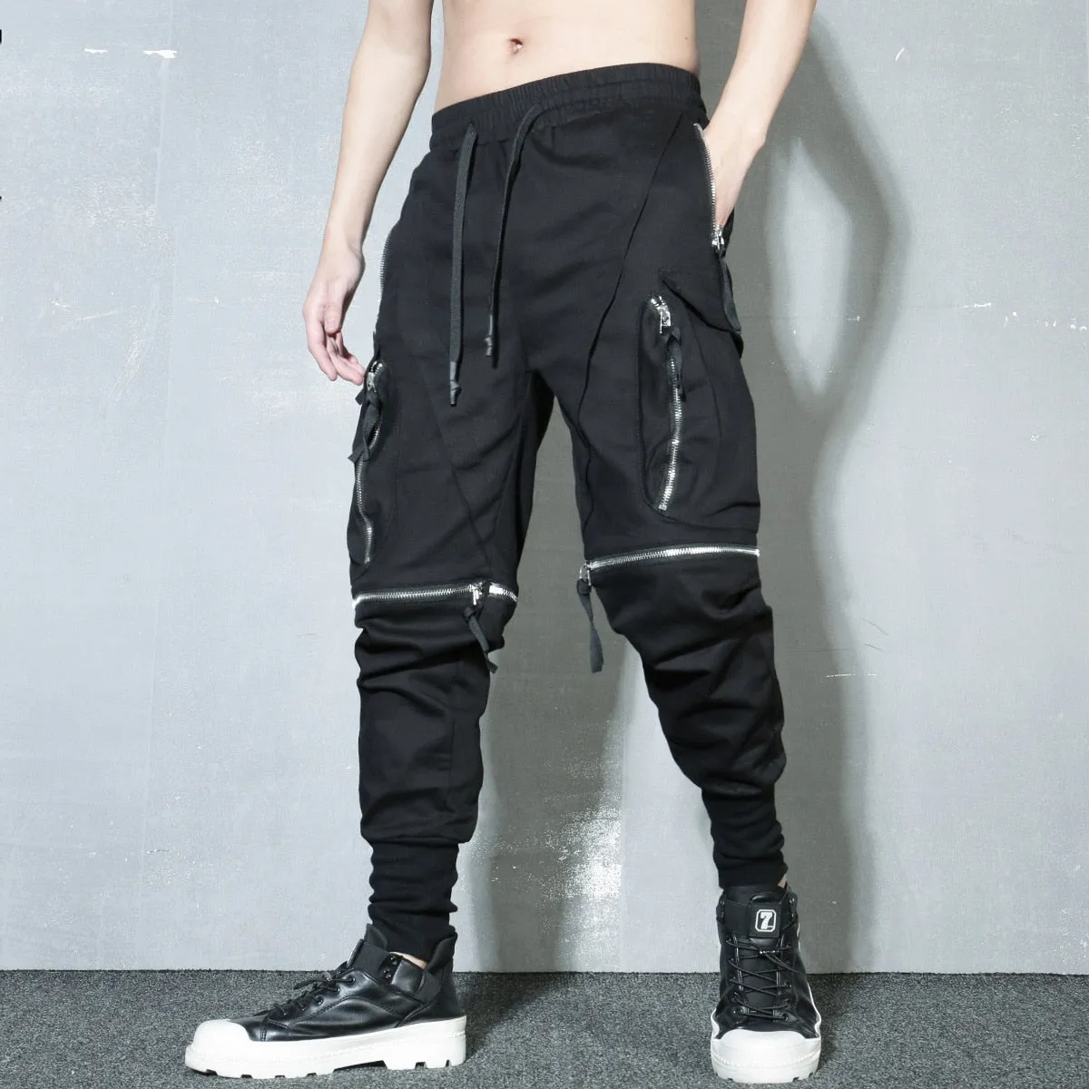 Detachable Multi-Pocket Cargo Pants Men Harajuku Hip Hop Streetwear Joggers Trousers Man Elastic Waist Techwear WB377