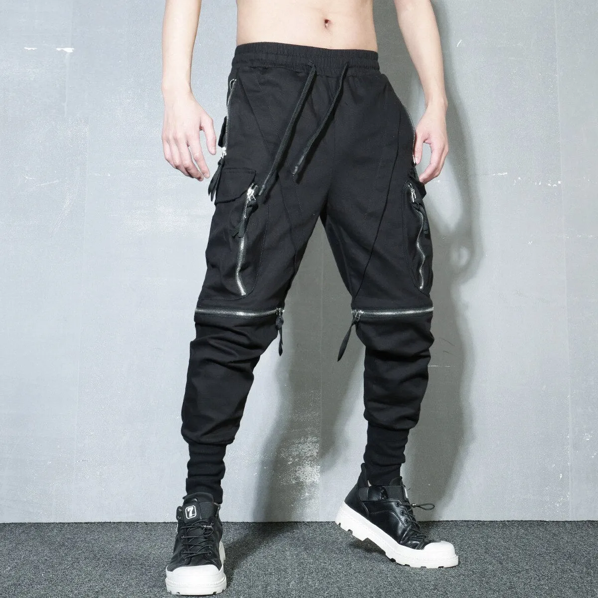 Detachable Multi-Pocket Cargo Pants Men Harajuku Hip Hop Streetwear Joggers Trousers Man Elastic Waist Techwear WB377