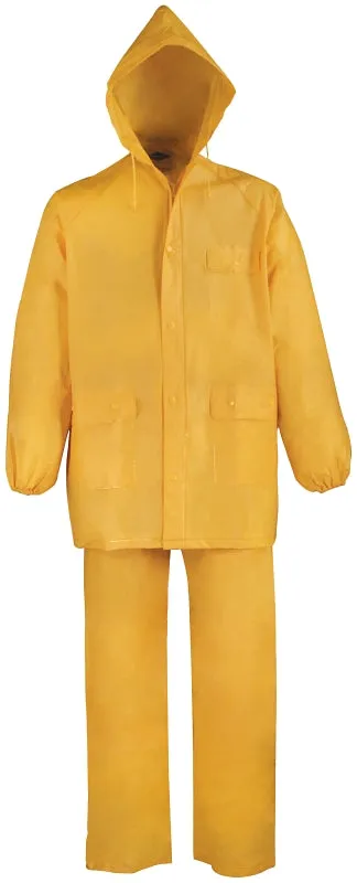 Diamondback 8127XL Rain Suit, XL, 30-1/2 in Inseam, PVC, Yellow, Drawstring Collar, Zipper with Storm Flap Closure :EA: QUANTITY: 1